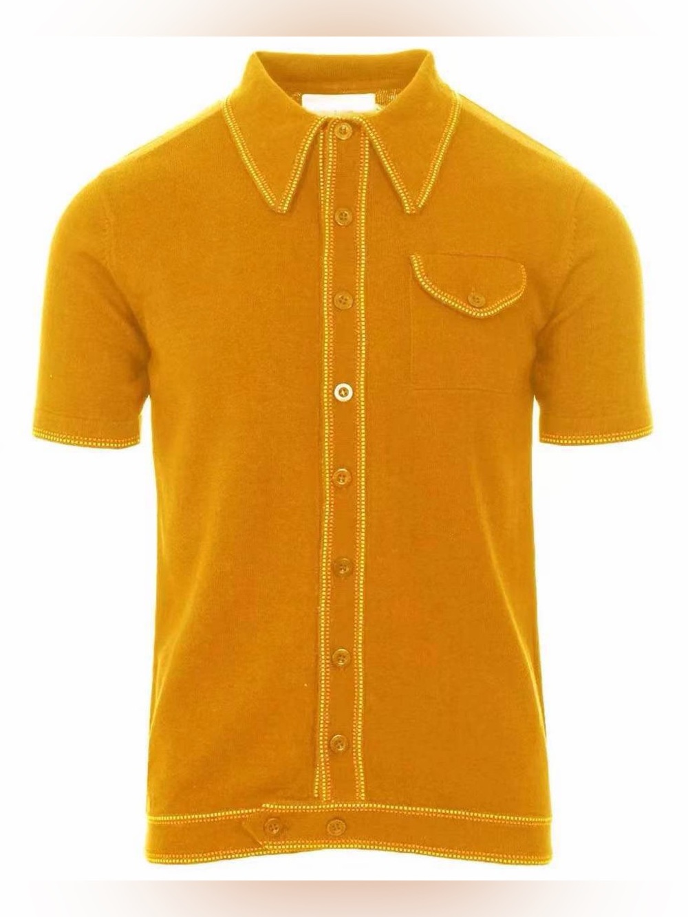 Men's Casual Short-Sleeve Button-Down Shirt in Mustard